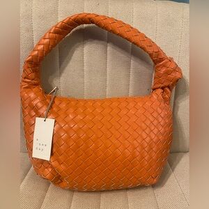 A New Day Orange Braided Hobo Bag